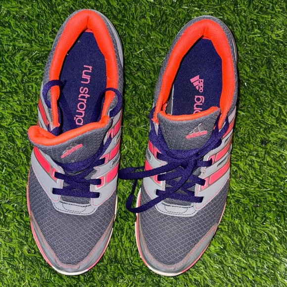 Adidas Gray and Pink Sneakers with Orange Highlights - Picture 1 of 8